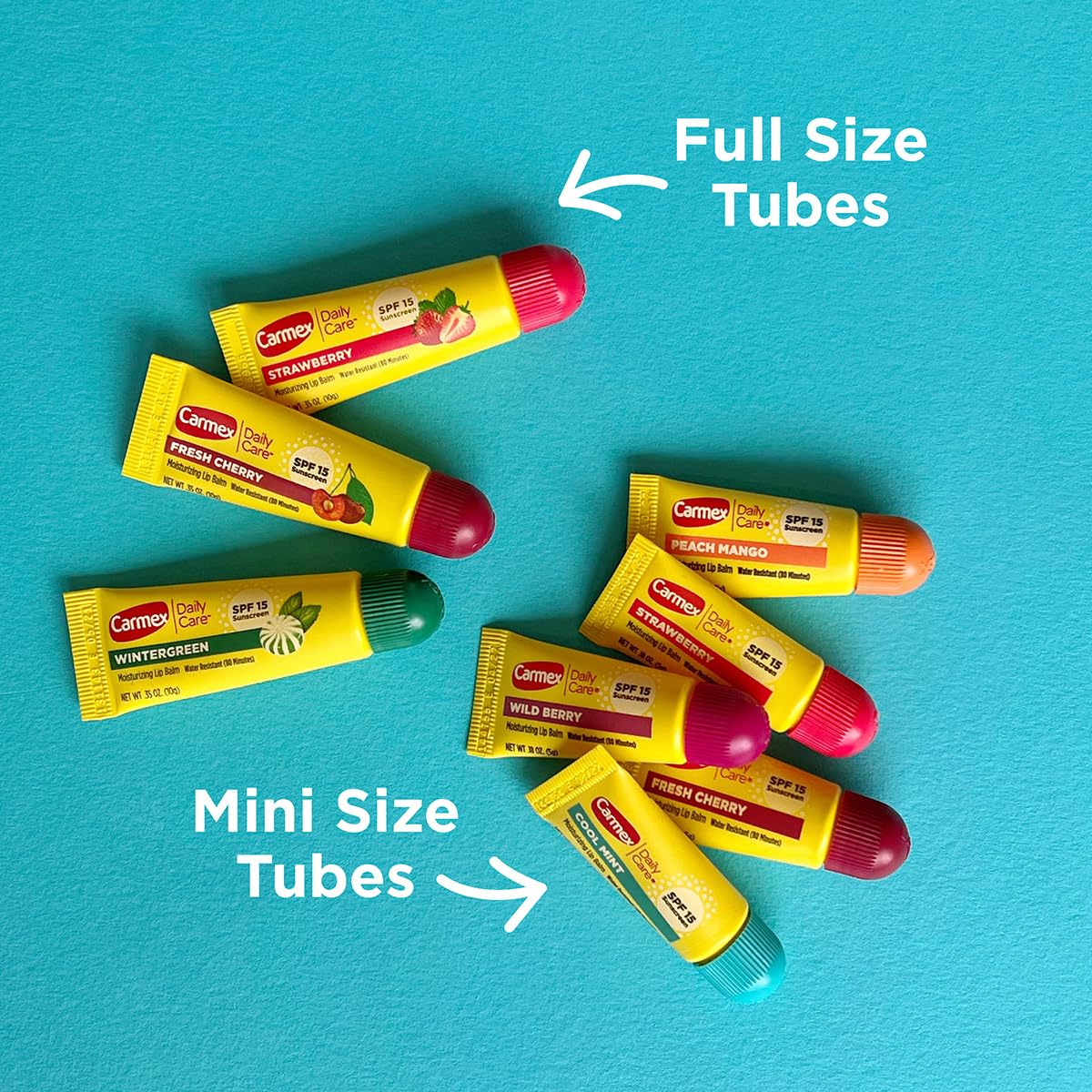 Carmex Daily Care and Daily Care Minis Moisturizing Lip Balm Pack, SPF 15, Multi-Flavor Lip Care