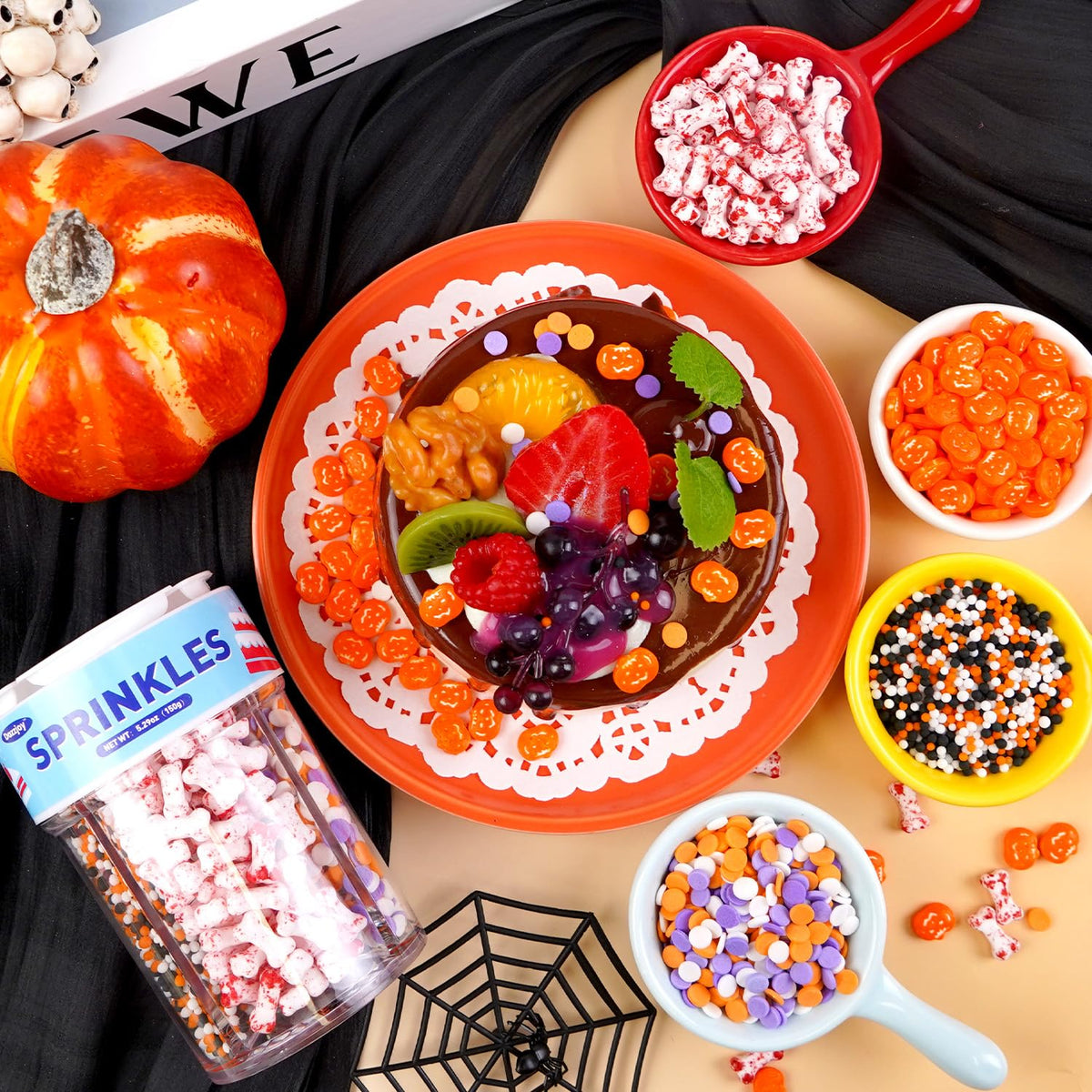 Dazzjoy Halloween Sprinkles, 150g/5.29oz, Edible Halloween Sprinkles for Cake Decorating, Edible
