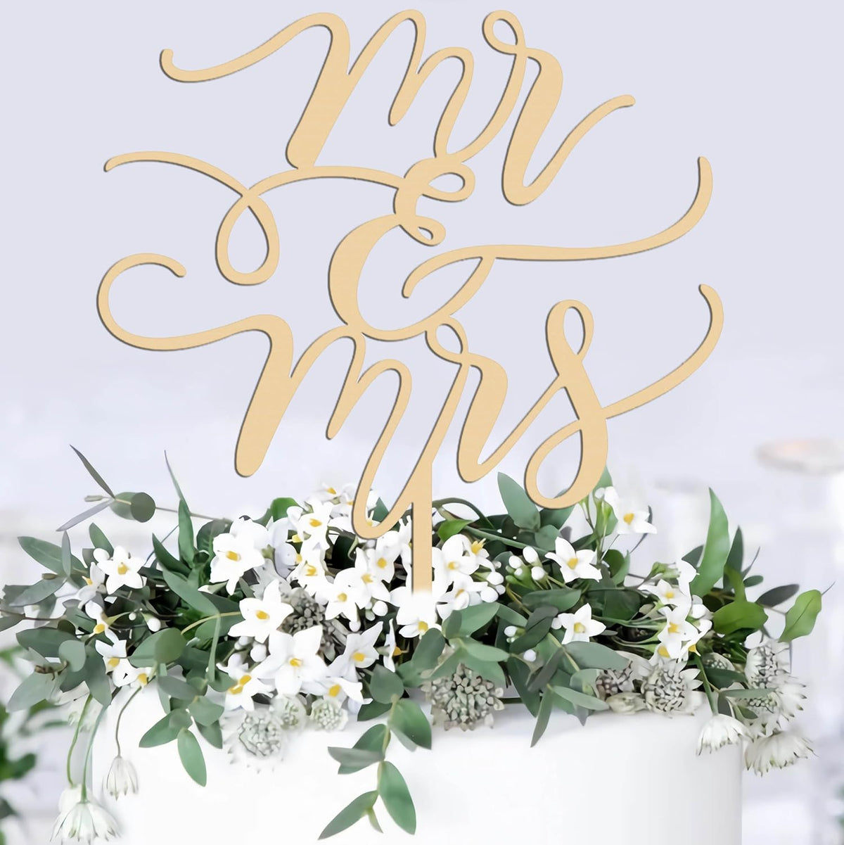 Mr and Mrs Cake Topper - Wooden Wedding Cake Toppers Bride and Groom Party Cake Decorations