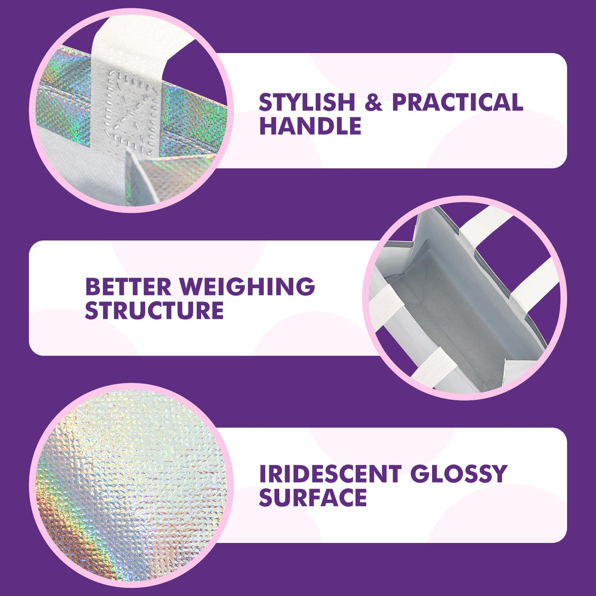PACKINNO 15 Pcs Iridescent Gift Bags with Handles, 8x4x10 Inch Holographic Reusable Gift Bags
