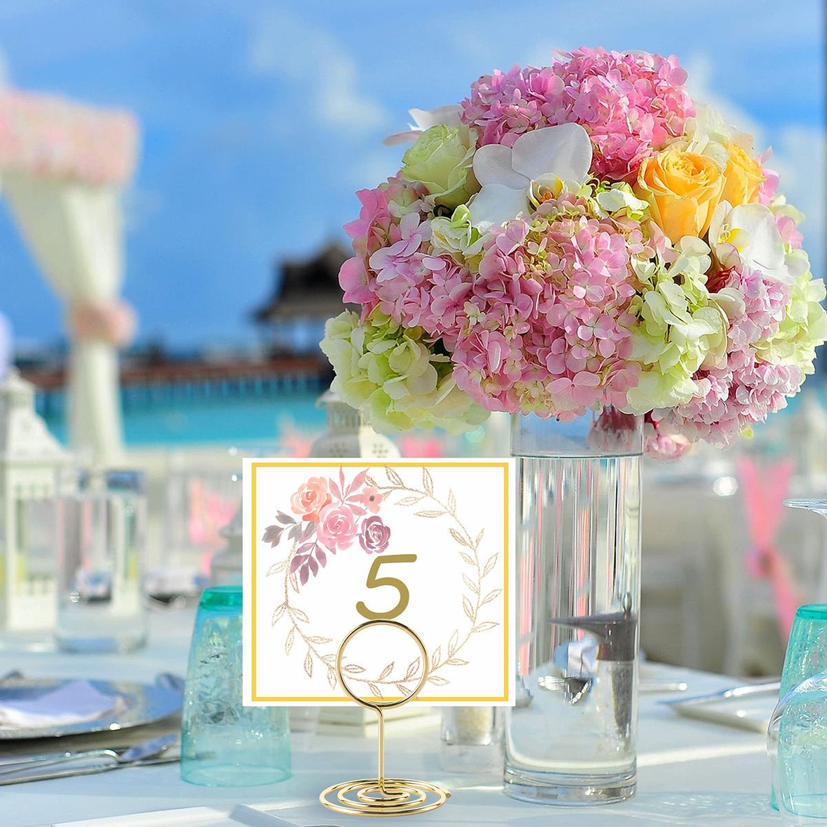 Table Number Holders, 26PCS Place Card Holder, Photo Holder (2" Gold)