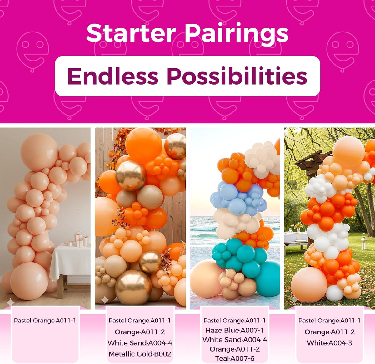 Bezente Pastel Orange Latex Party Balloons - 100 Pack 12 inch Round Helium Light Orange Peach