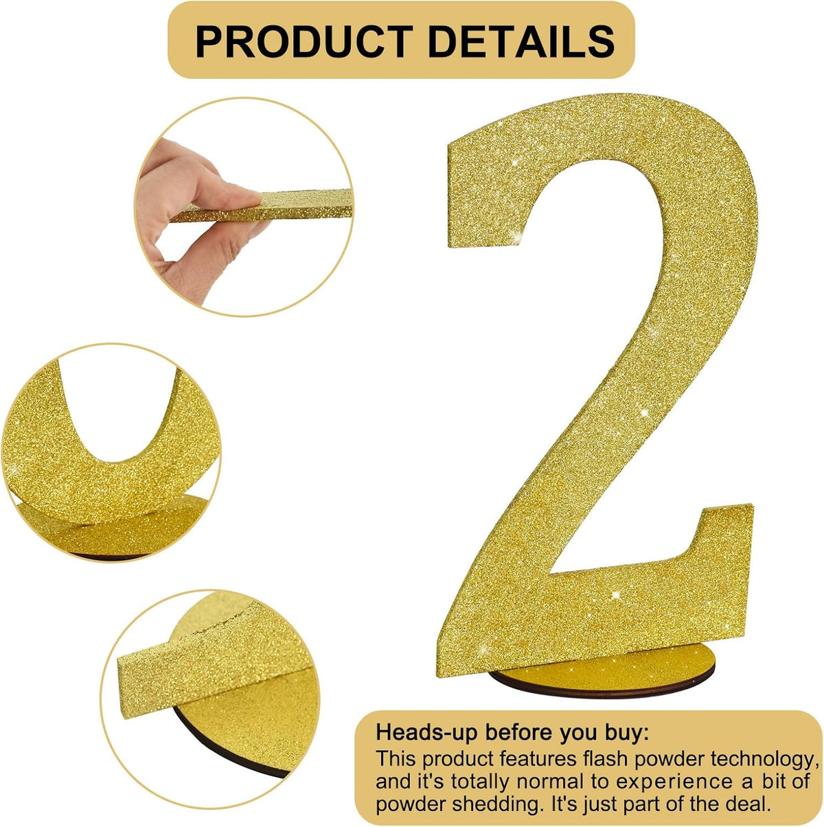 TONIFUL 11.8 Inch Gold Glitter Numbers Table Centerpieces 0-9 Birthday Party Decorations,Shining