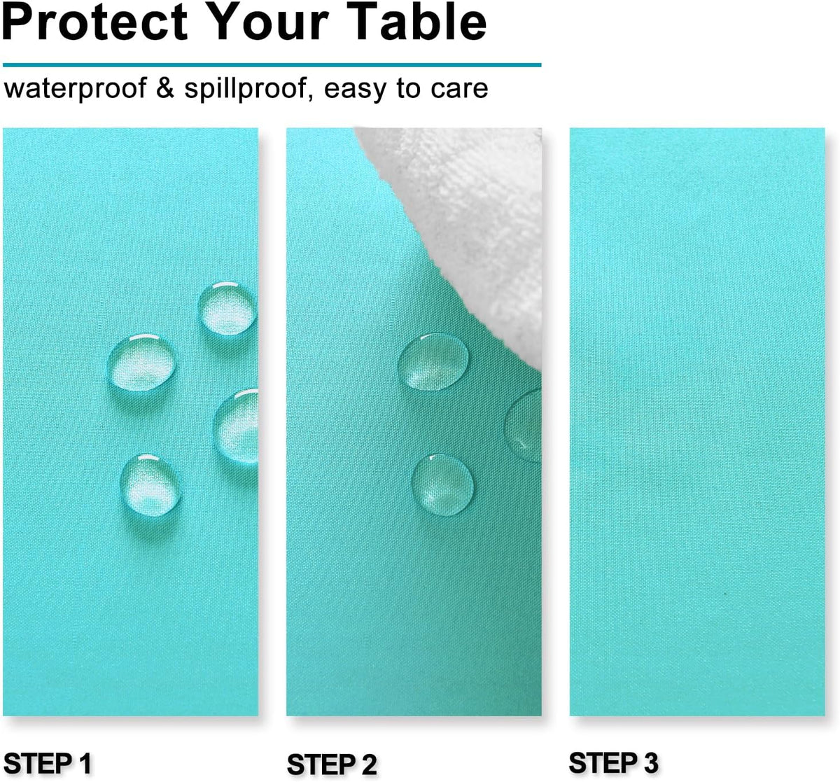 Hiasan 2 Pieces Solid Rectangle Tablecloth - Waterproof and Spillproof Washable Polyester Fabric