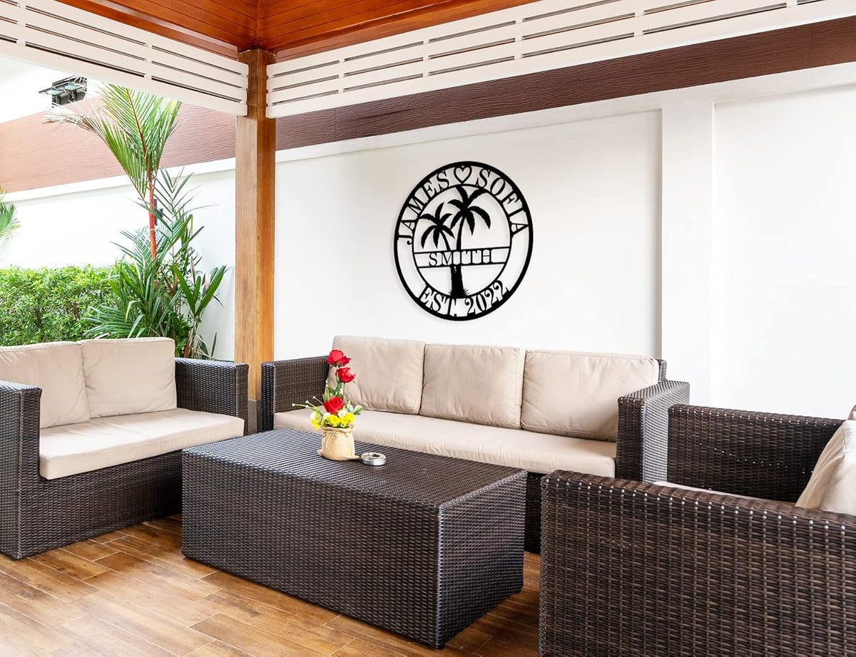 Personalized Metal Palm Tree Sign, Custom Signs Outdoor Palm Tree, Personalized Palm Tree Sign