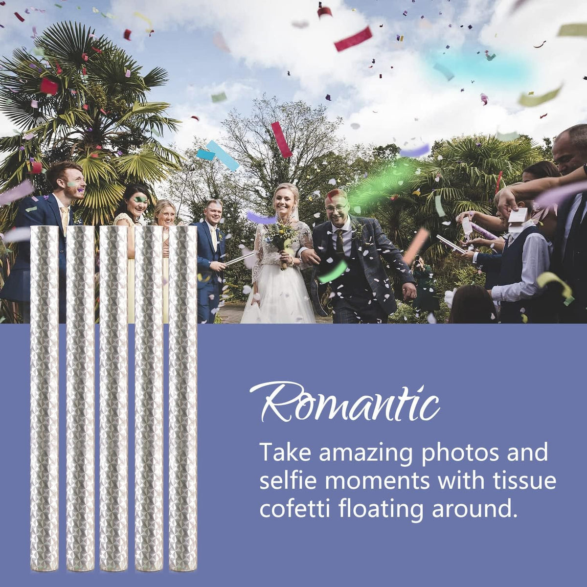 BATTIFE 21Pack Confetti Wands, Colorful Confetti Shoots Poppers, Tissue Paper Flick Flutter Sticks