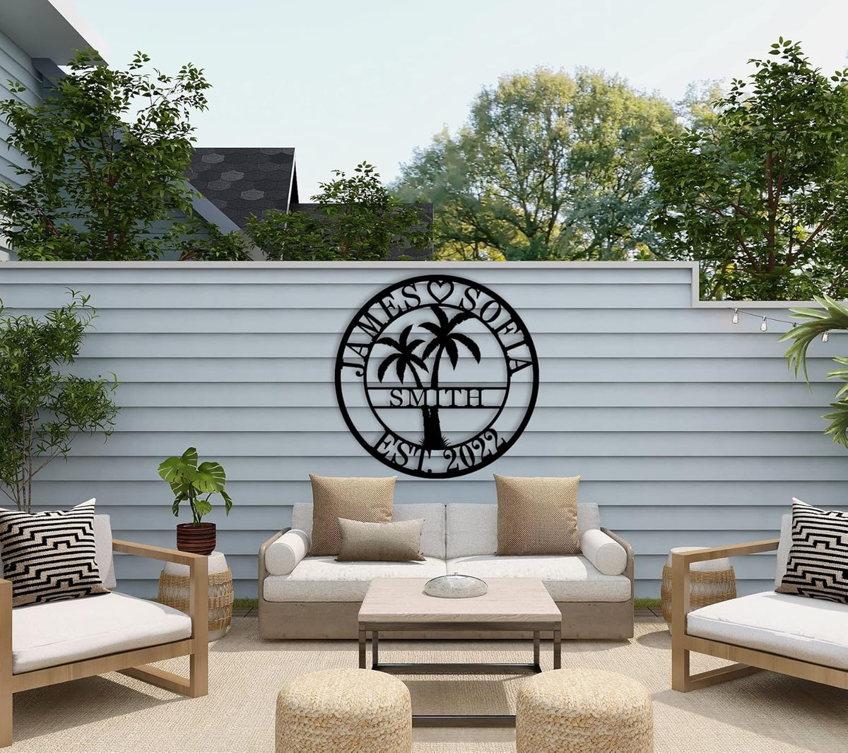 Personalized Metal Palm Tree Sign, Custom Signs Outdoor Palm Tree, Personalized Palm Tree Sign