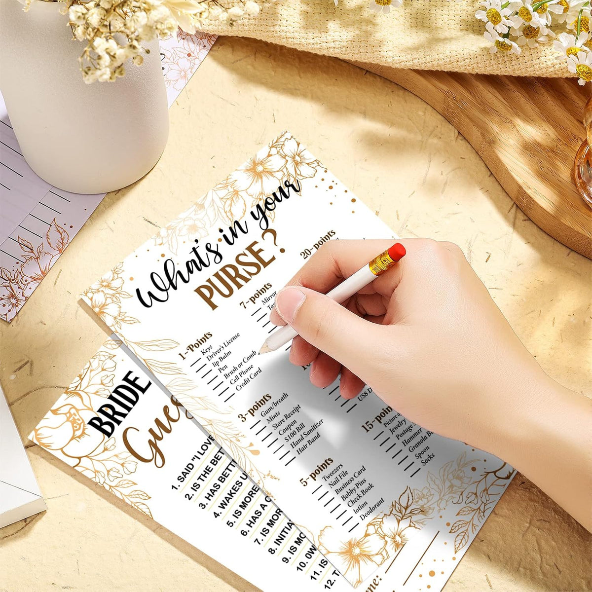 Teling 145 Pieces Bridal Shower Game Bridal Shower Favors Set Wedding Games Cards and Pencils for