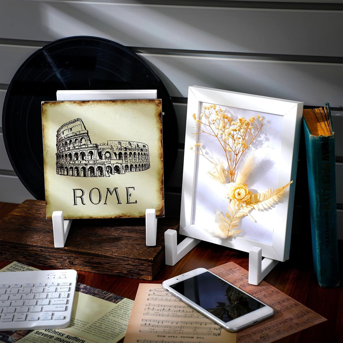 Sweetude 2 Pcs Large Plate Stands for Display Metal Frame Plate Holder Display Stand Decorative
