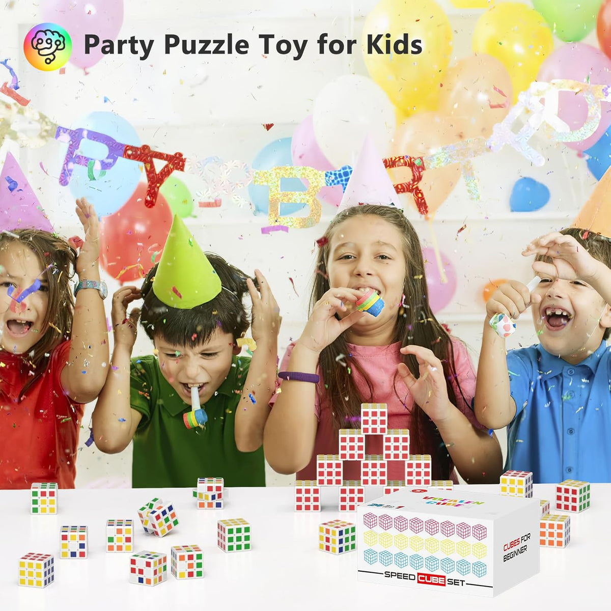 Vdealen 48 Pack Mini Cube Puzzle Party Favors for Kids, 3x3x3 Magic Cube School Rewards & Classroom
