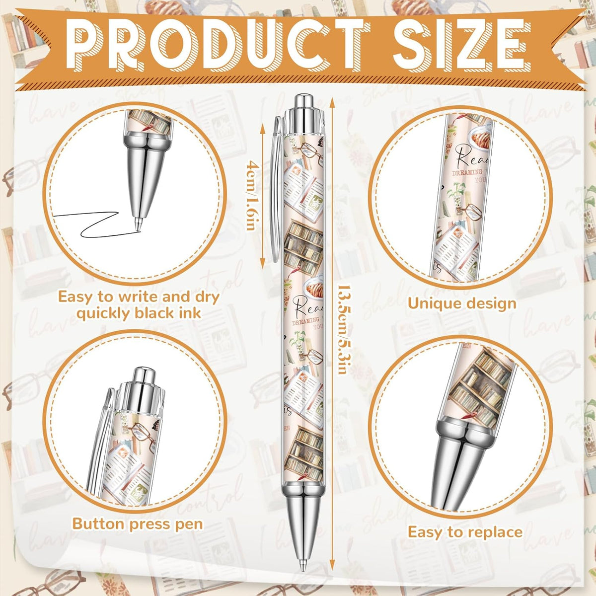 24 Pcs Book Lovers Pens Bulk Reading Theme Gifts Bookish Ballpoint Pens Reading Book Club Gifts