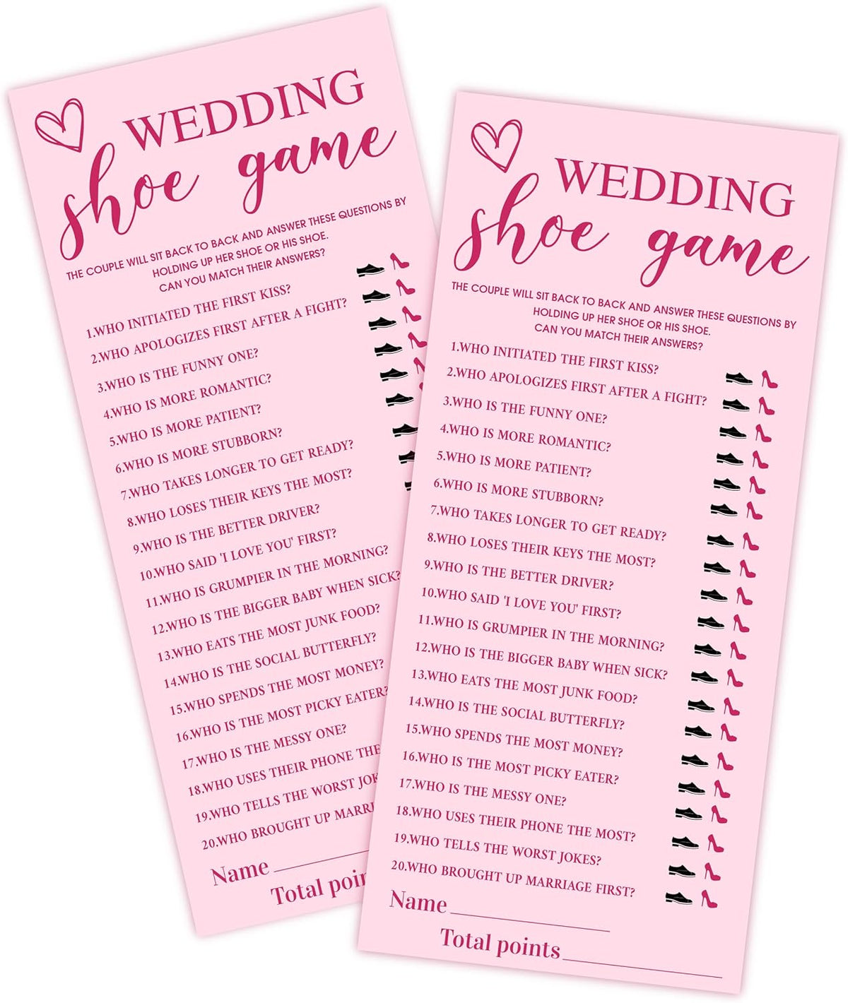 4x9 Inch Wedding Party Games, Bridal Shower Cards, 25 Pink Bridal Shower Games for Wedding