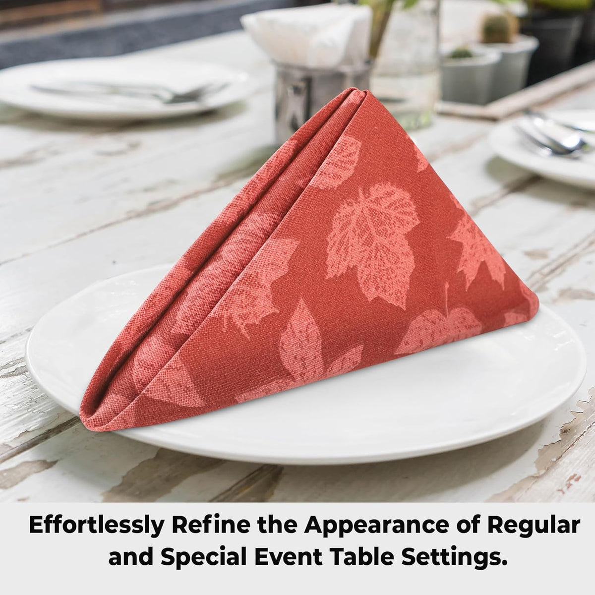 Urban Villa Fall Leaves Print Set of 12 Dinner Napkins (20X20 Inches) 100% Cotton Premium Quality