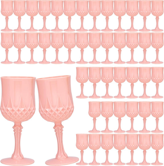 Plastic Vintage Wine Glasses 7OZ Plastic Goblets Vintage Drinking Glasses 48PCS Retro Wedding