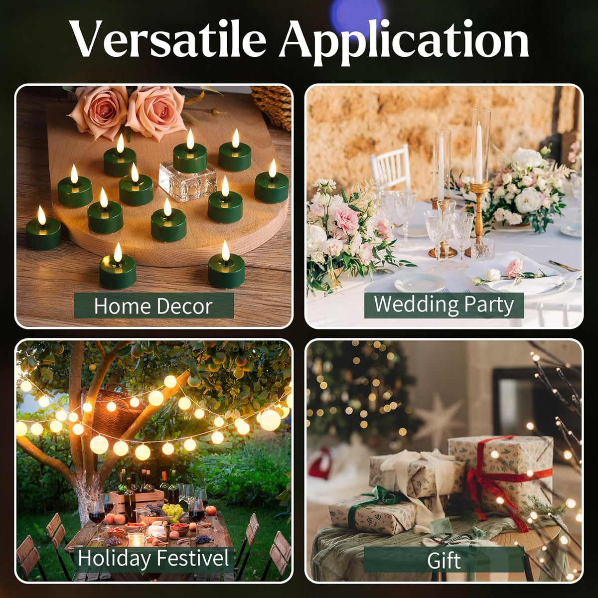 Eywamage Green LED Tealights with Remote Batteries, Flickering Flameless Tea Lights Votive Candles