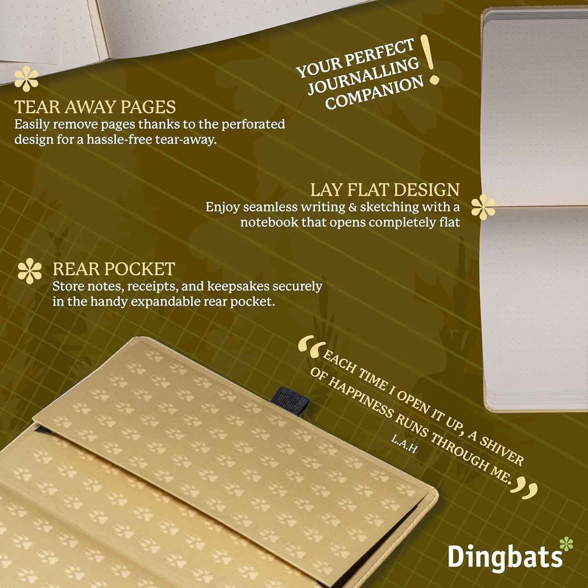 Dingbats A5 Wildlife Notebook Journal Hardcover, Cream 100gsm Ink-Proof Paper, 6.1 x 8.5 inches