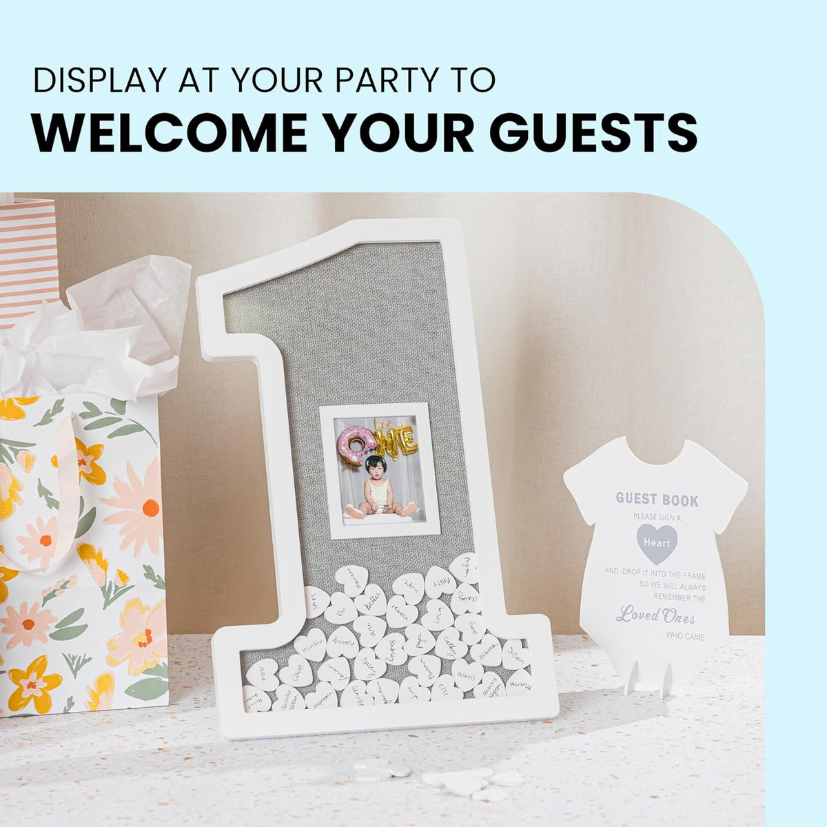 GLM Adorable First Birthday Decorations - Guest Book Alternative for a 1st Birthday Celebration
