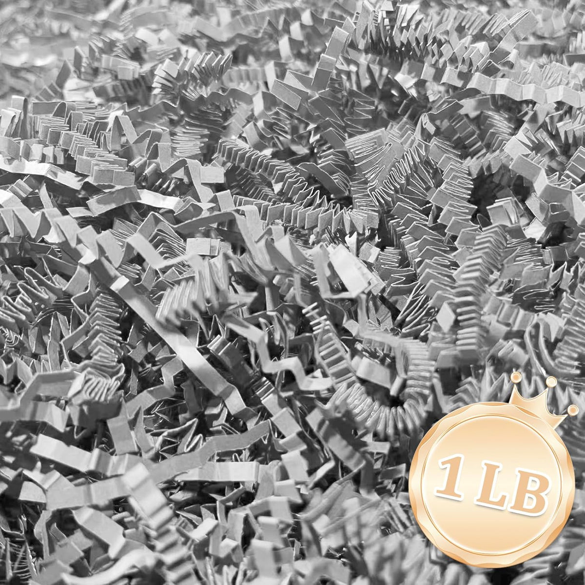 1 LB Light Gray Crinkle Cut Paper Shred Filler Great for Gift Wrapping, Light Gray Basket Fillers