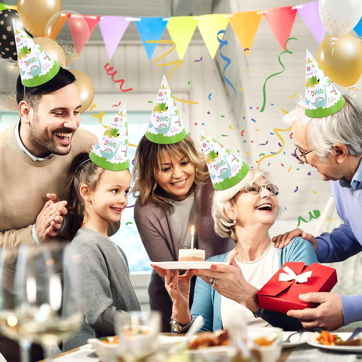 CANREVEL 12 PCS Party Hats for Kids and Adults, Party Headwear, Happy Birthday Hats, Birthday Party