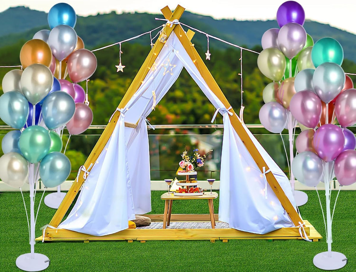 4 Sets of Balloon Stand Kit - 62in Balloon Stands with Base, Balloon Sticks, Decorations for Party