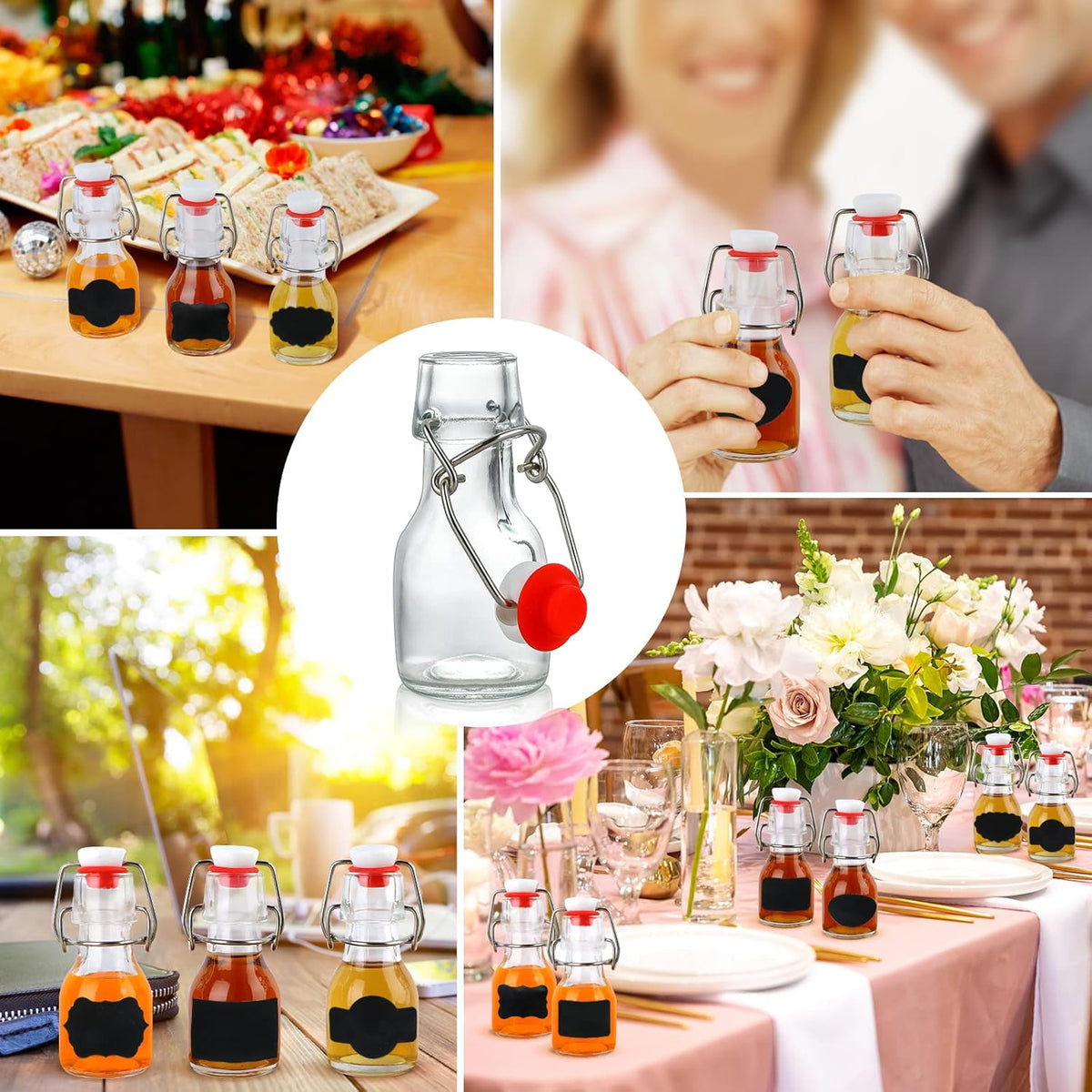 INFTYLE Swing Top Glass Bottles Set - 30 Mini Glass Bottles with Swing Top Lids for Homemade