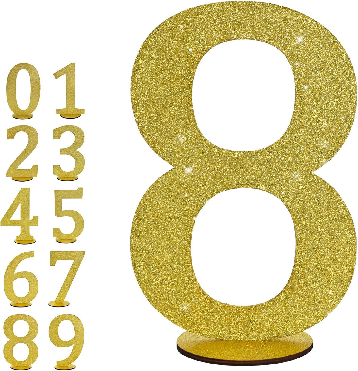 TONIFUL 11.8 Inch Gold Glitter Numbers Table Centerpieces 0-9 Birthday Party Decorations,Shining