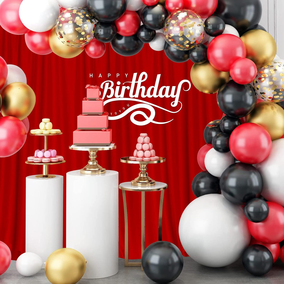 10ft x 7ft Red Backdrop Curtains for Party Valentine's Day Arch Stage Wedding Ceremony Curtains