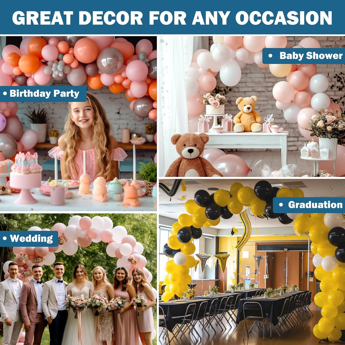 KICNIC Balloon Arch Strip Kit for Garland, 32.8 Feet Balloon Tape Strips and 200 Glue Point Dot