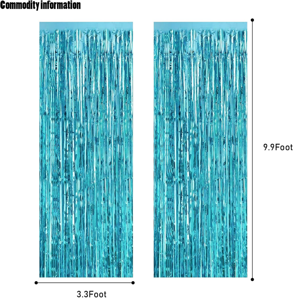 CANREVEL 2 Pack 3.3x8.2 Feet Light Blue Foil Fringe Backdrop Curtains, Tinsel Streamers Birthday
