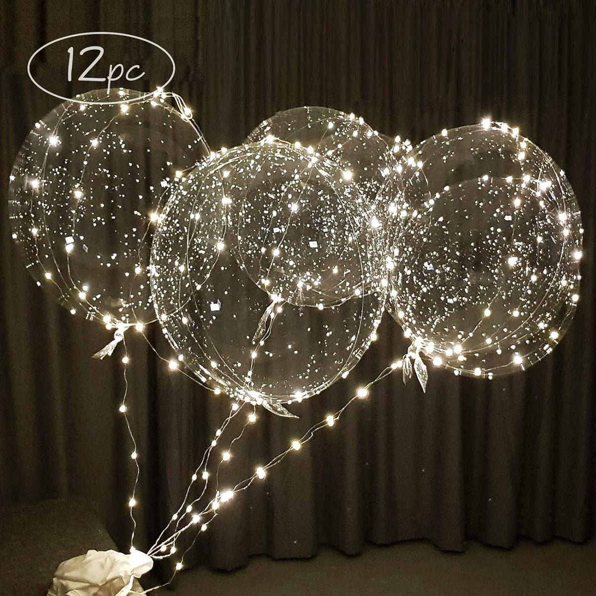 Lightsfever LED Light up Party Balloons with Batteries, 22 inch warm white Big Size Clear Bobo