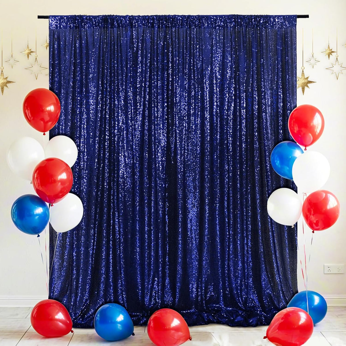Eternal Beauty Navy Blue Sequin Backdrop, 8x8 Ft Glitter Background Curtains for Shimmer
