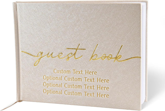Promot Personalized Guestbook for Party (Champaigne Beige) - 110 Lined Pages in Wood-Free Vegan