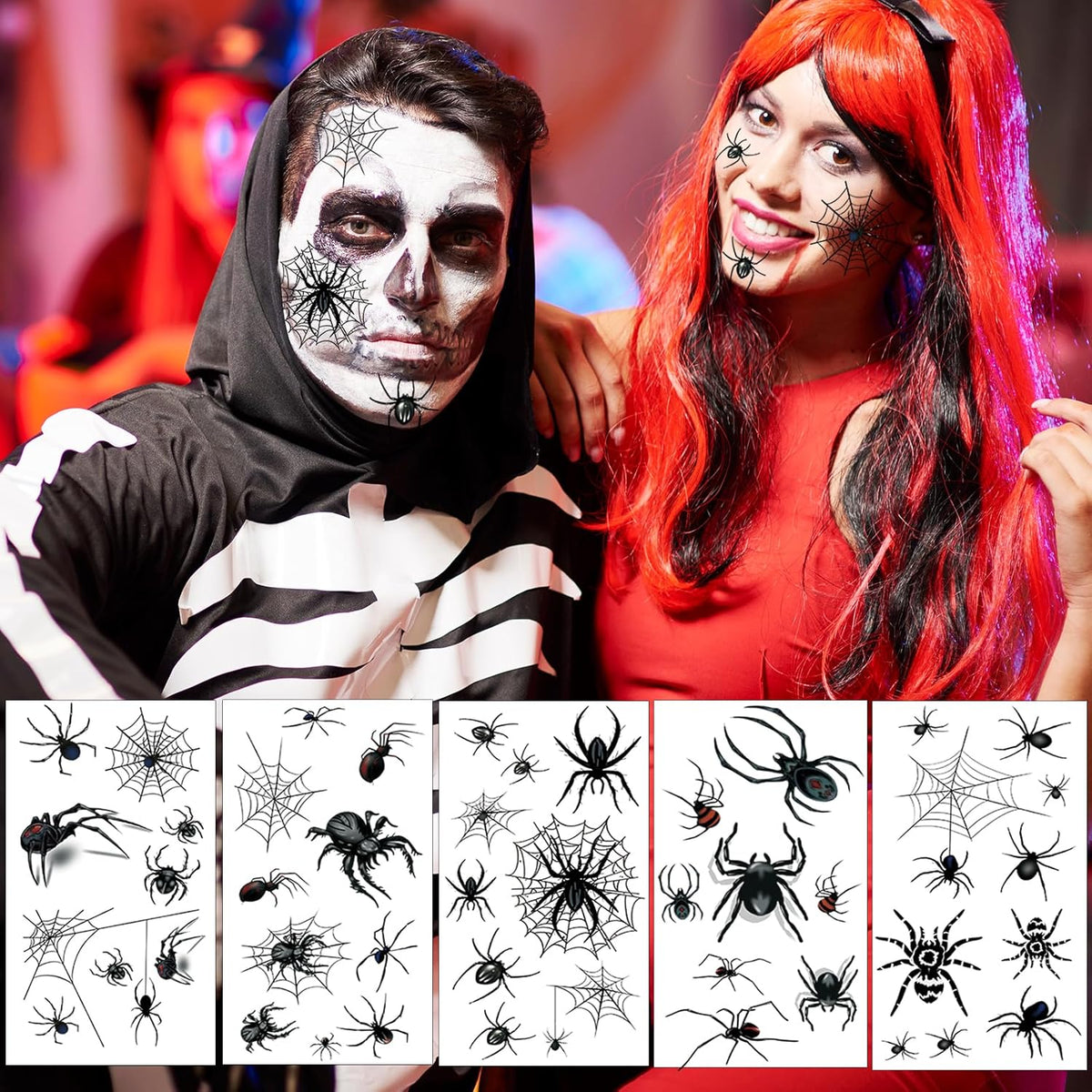80+ PCS Halloween Spider Web Temporary Tattoos Halloween Makeup Kit for Women Adults, Halloween