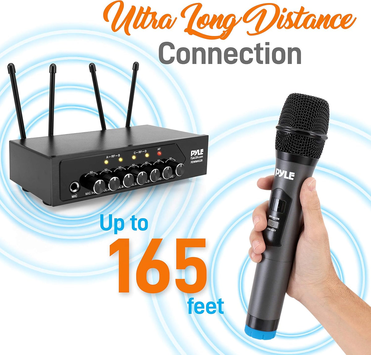 Pyle Wireless Microphones, Professional UHF Dual Microphones for Karaoke, Wireless Dynamic