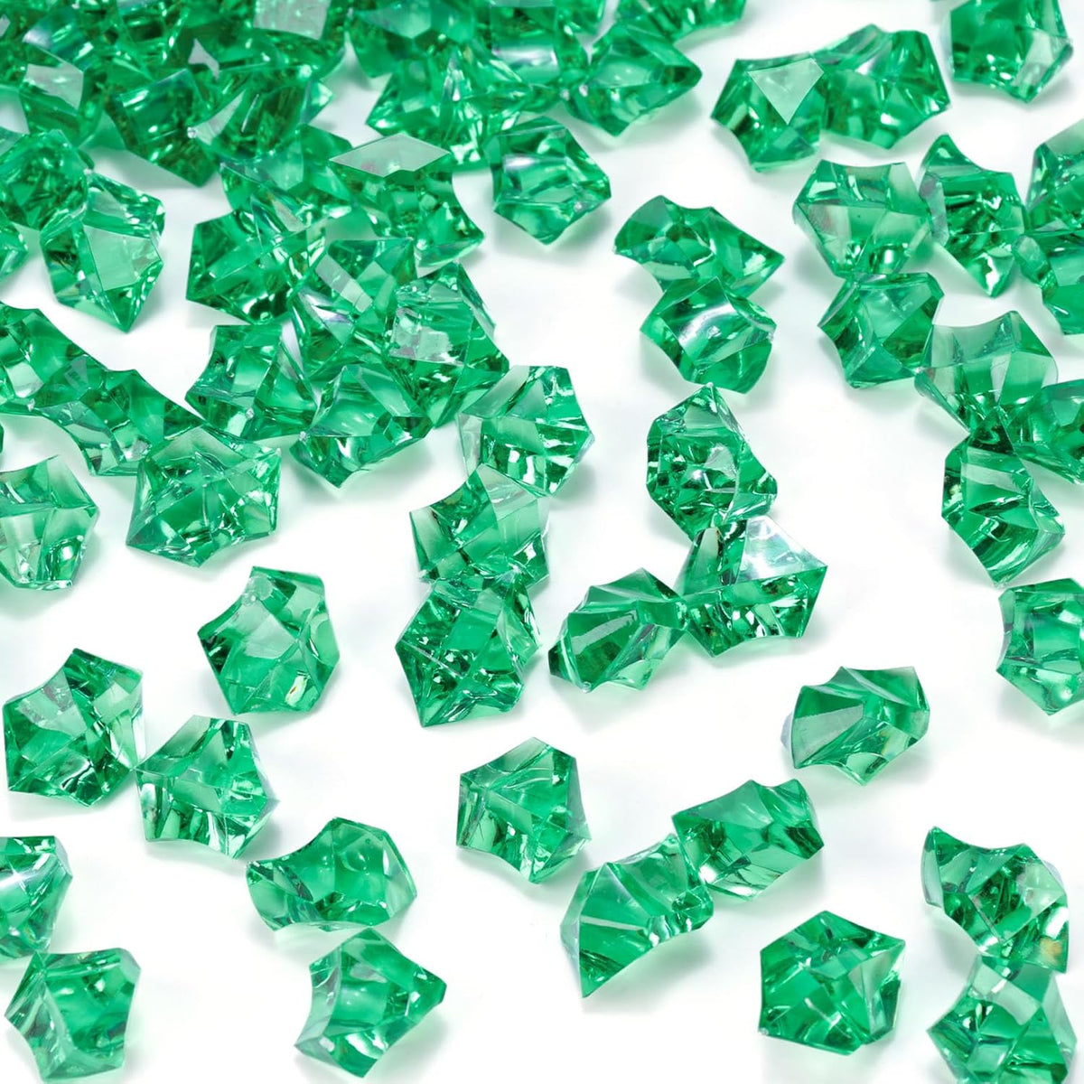 DomeStar 150PCS Fake Ice, Vase Fillers Green Acrylic Fake Diamonds Plastic Gems for Fish Tank Table