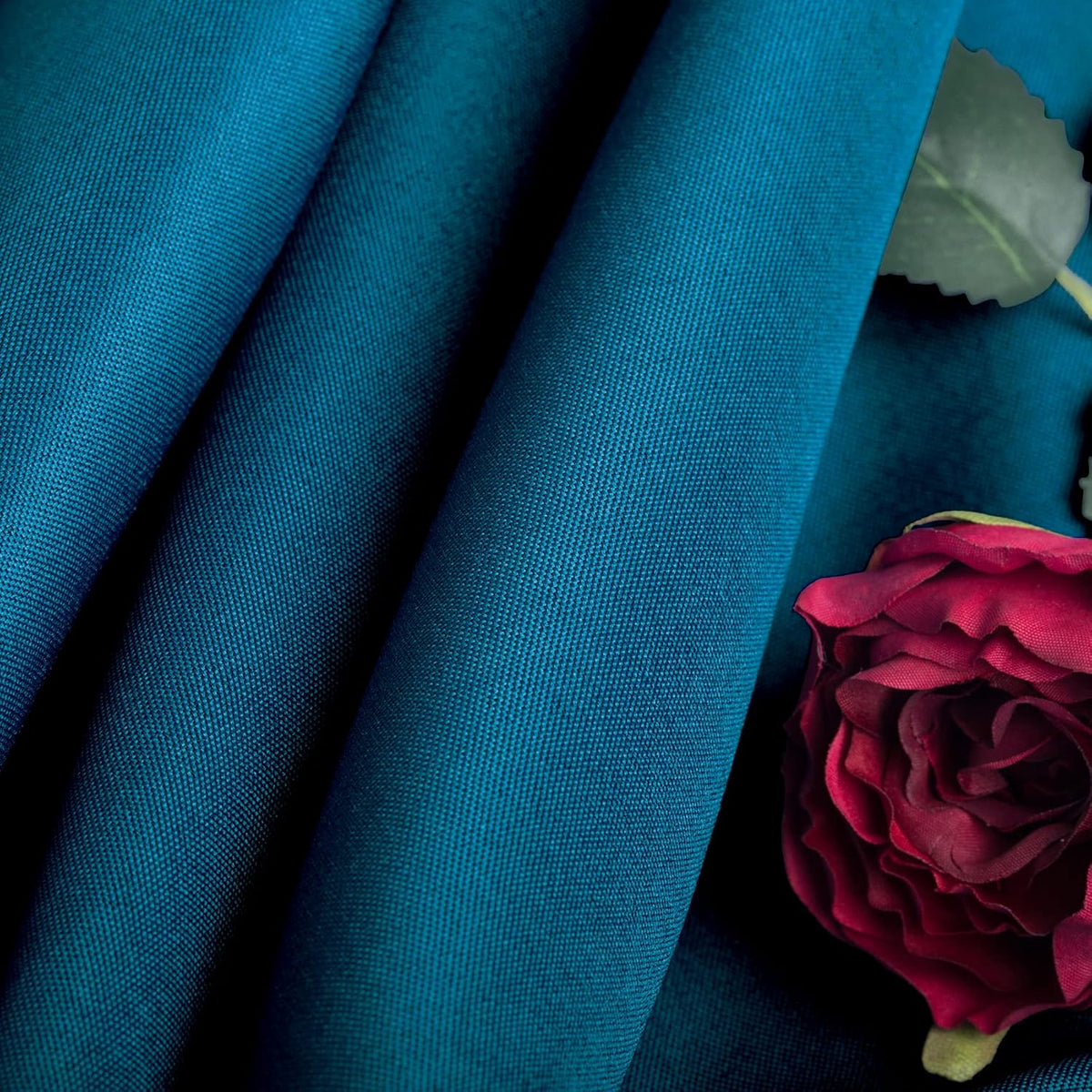 Ascoza 2pack 120 Inch Peacock Blue Round Tablecloth in Washable Polyester Fabric for