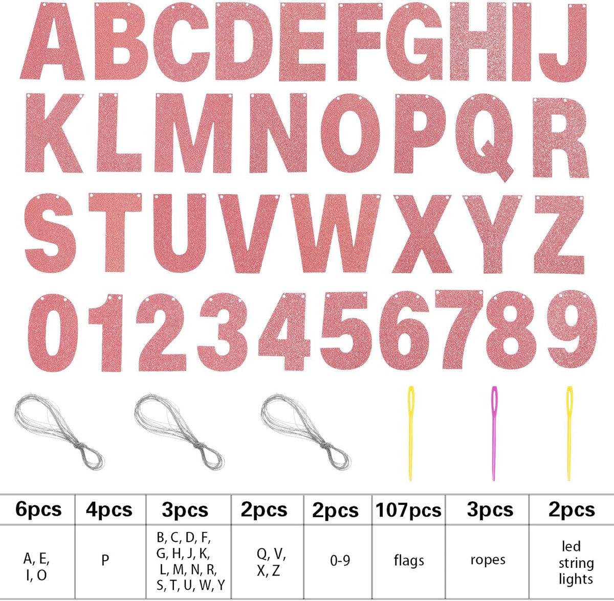 TaoBary 112 Pcs DIY Letter Custom Banner Glitter Customizable Banner Kit Including 107 Letters and