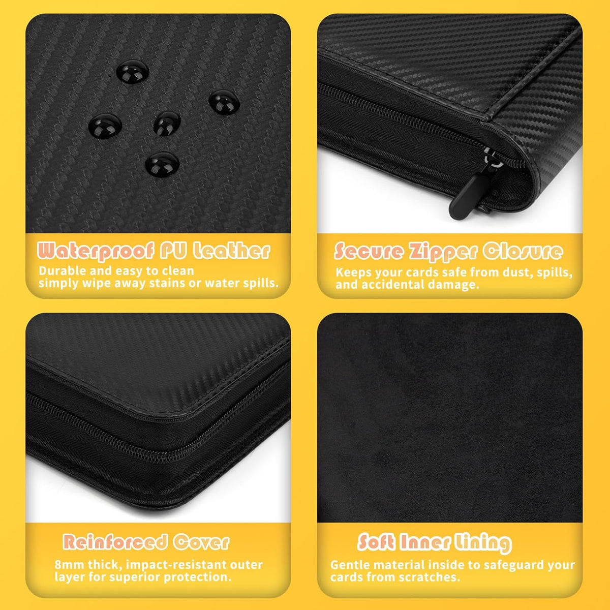 Premium 1000+ Pockets Trading Card Binder, 16-Pocket Ringless Side-Loading Album for TCG, MTG