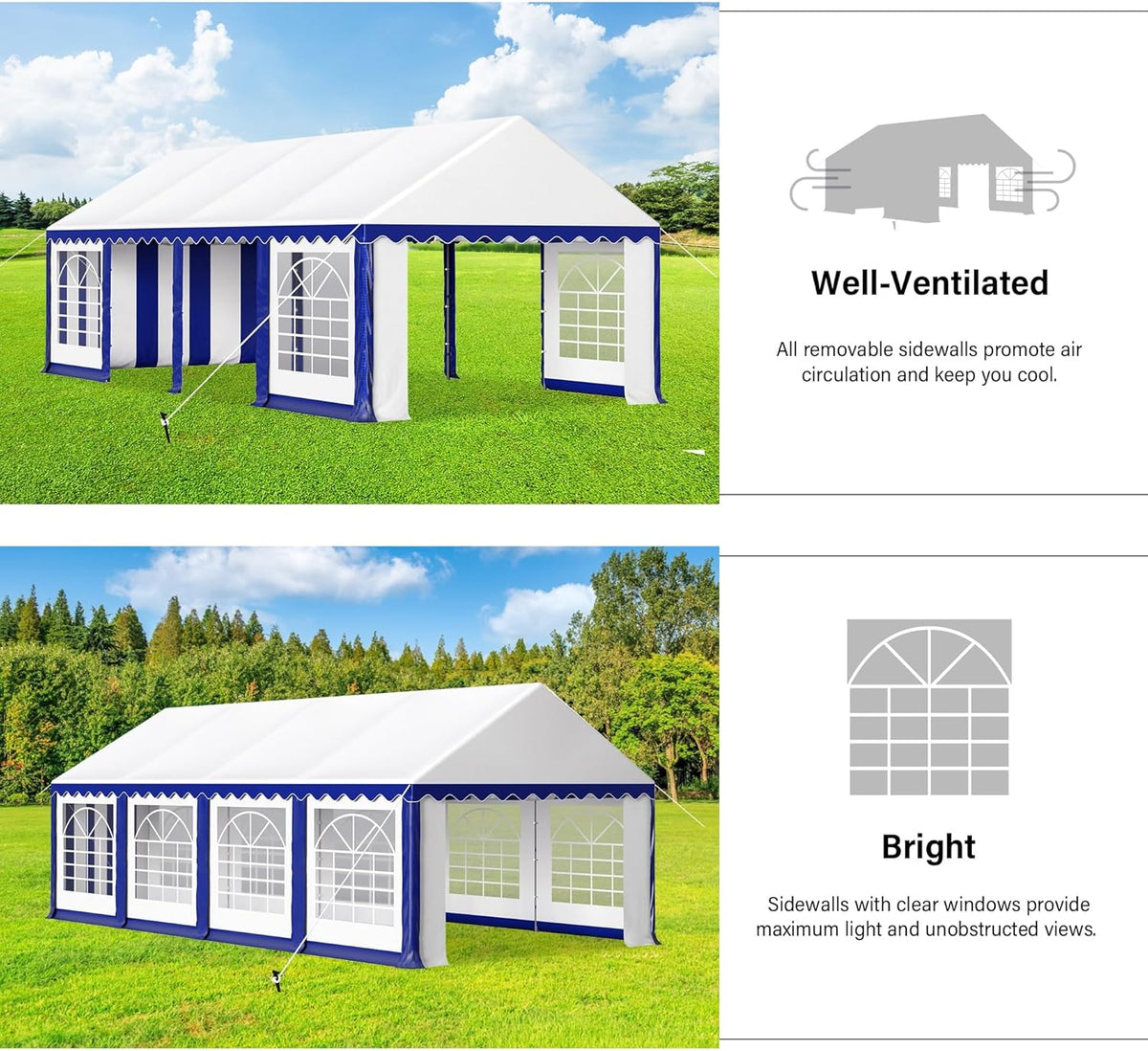 HERA'S PALACE 13'x 26' Outdoor Tents for Parties Large Canopy Tent with 10 Removable Sidewalls