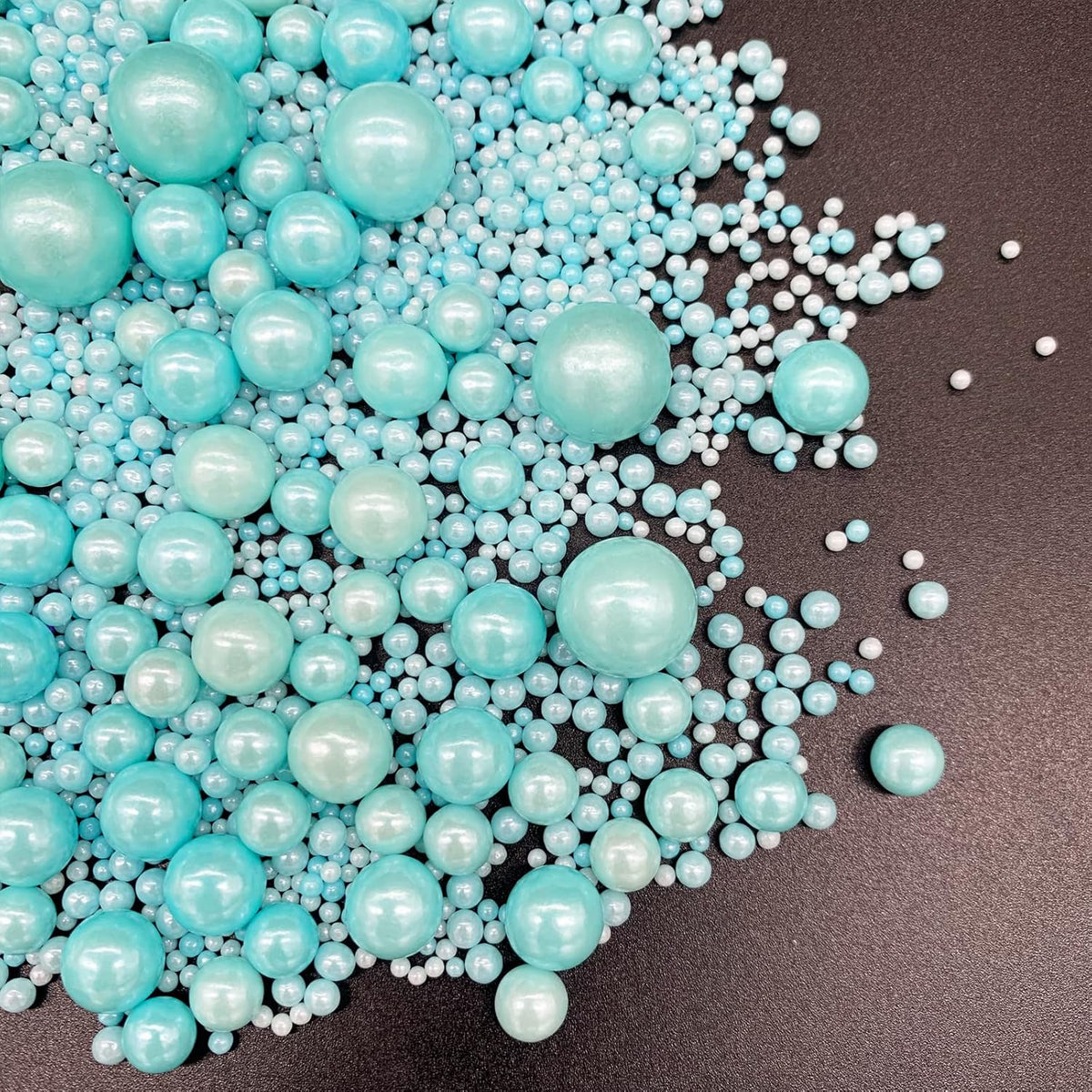 Weraru Edible Blue Pearl Sugar Sprinkles Candy Mixing Size Baking Edible Cake Decorations Cupcake