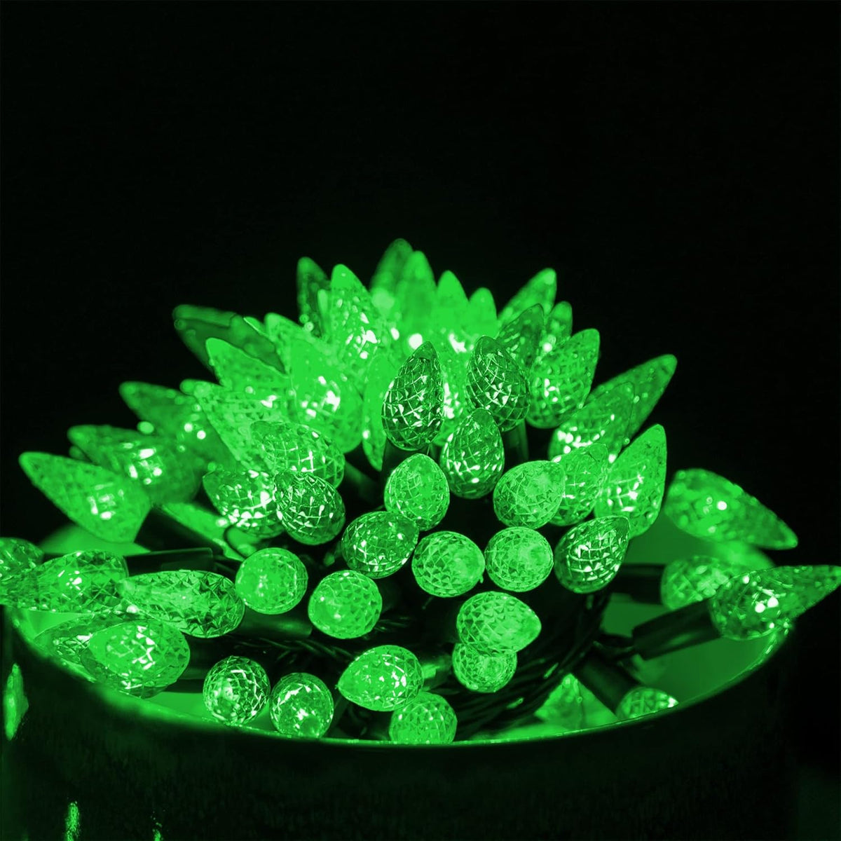 Dazzle Bright C6 Green Christmas Lights, 100 LED 33 FT Outdoor Christmas Lights Waterproof Plug in