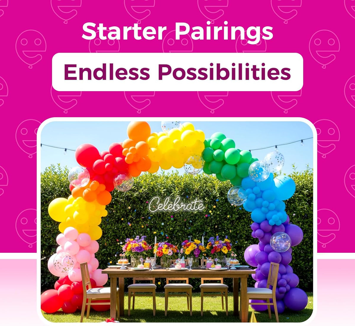 Bezente Assorted Rainbow Latex Balloons - 150 Pack 5 inch Multicolor Helium Balloons for Birthday