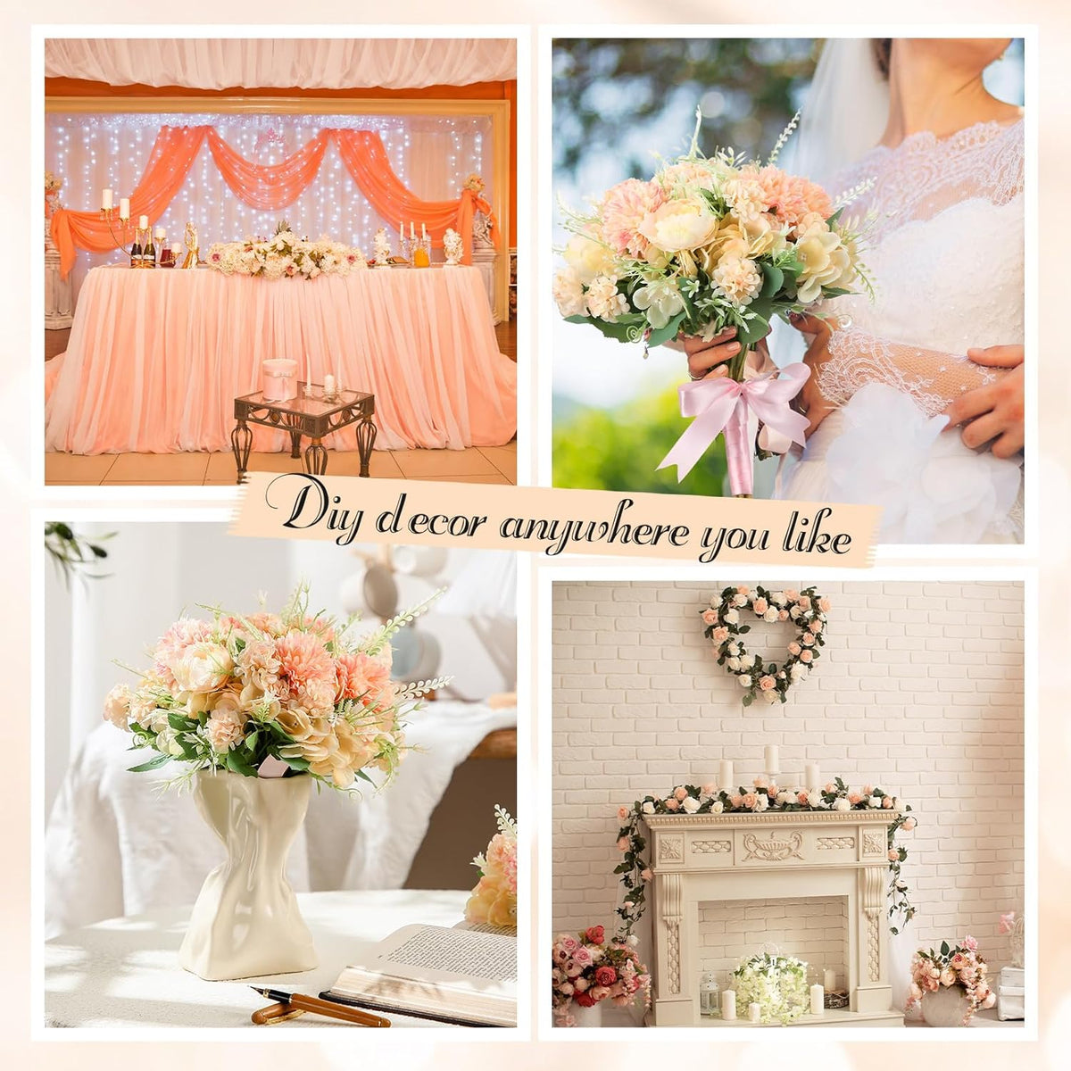 Tigeen Artificial Flowers Artificial Peonies Silk Flowers Faux Peony Fake Peony Silk Hydrangea
