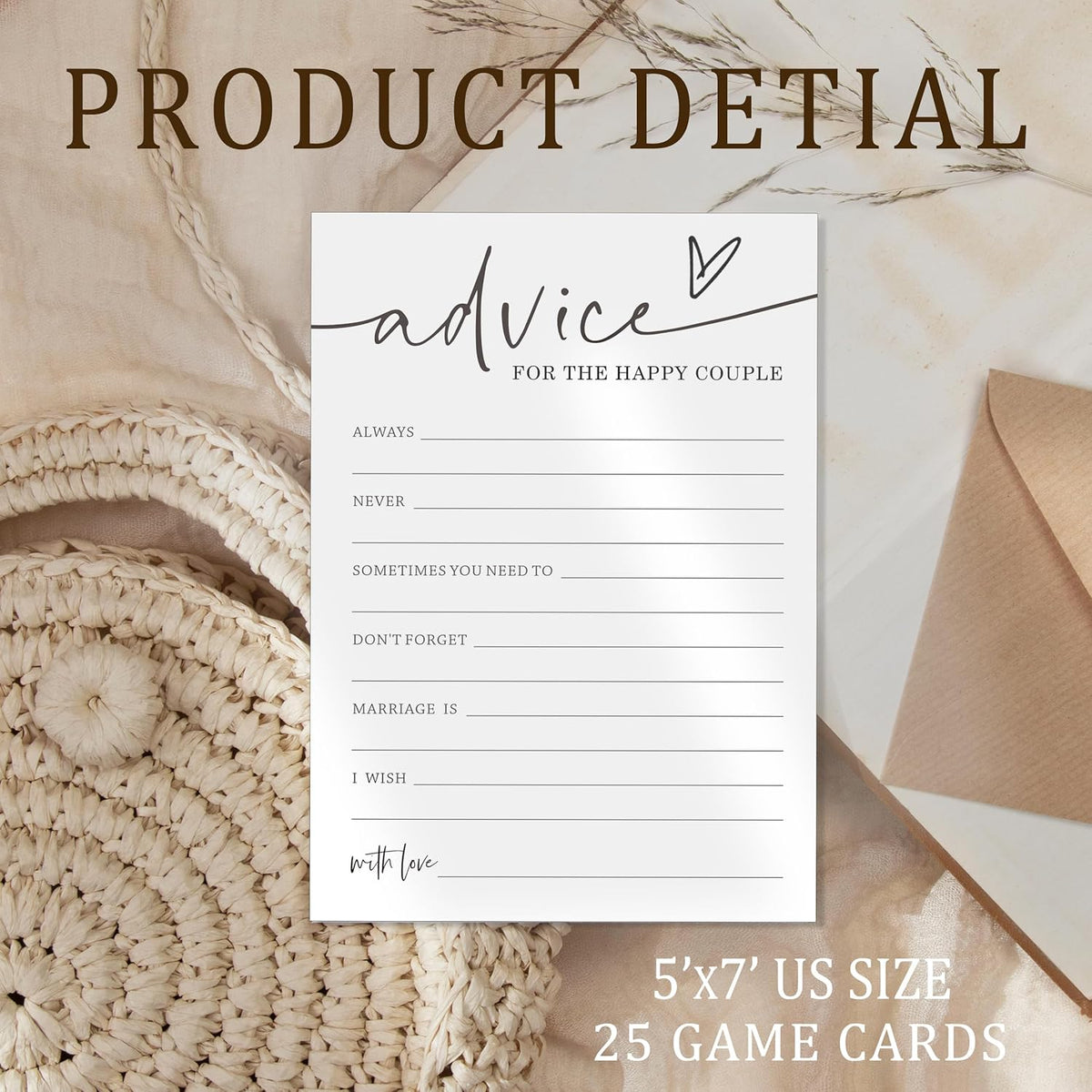 Wedding Advice Cards - Advice and Wishes for the Newlyweds Mr and Mrs Bride & Groom Perfect for