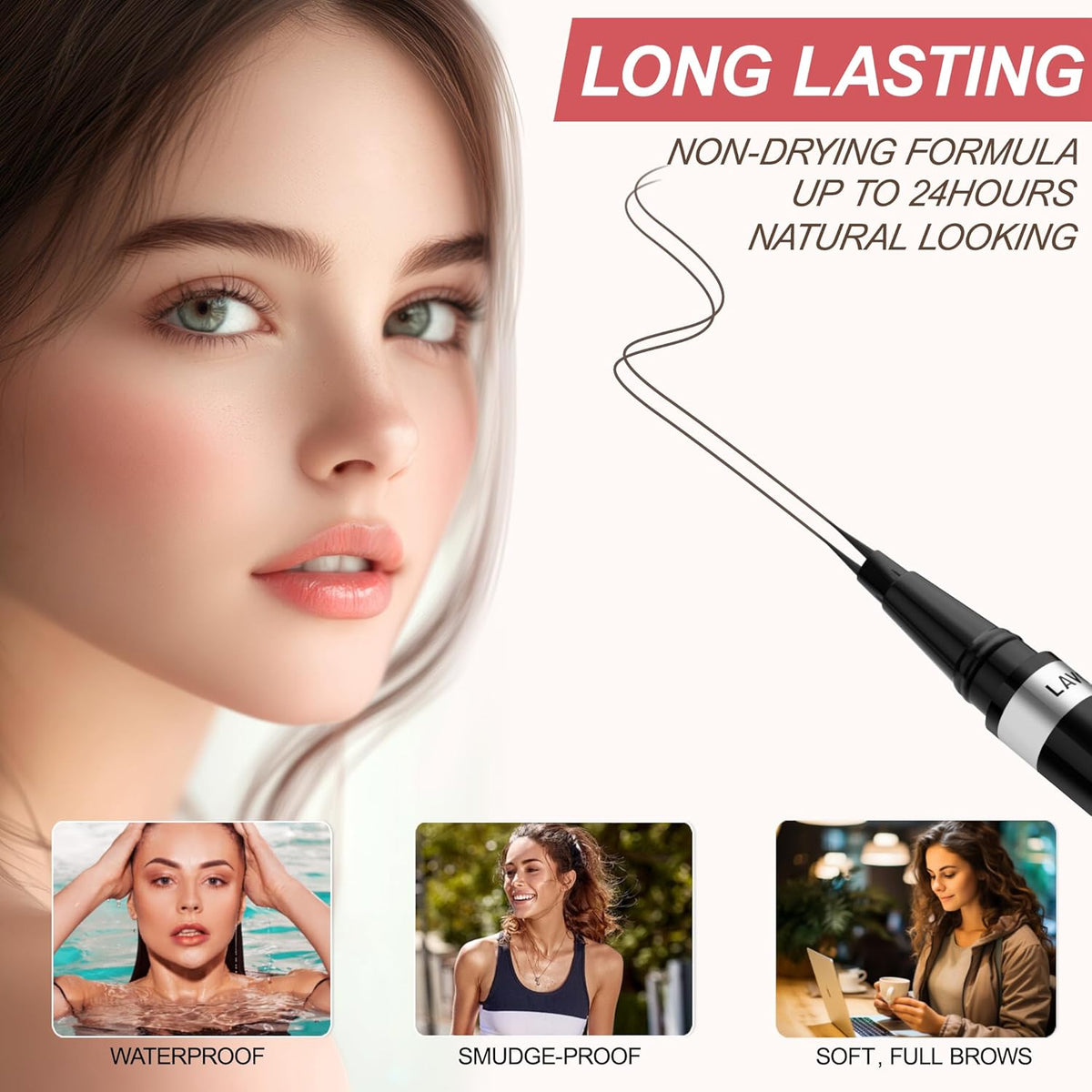 Eyebrow Pencil, 2-in-1 Waterproof Eyebrow Pen, with 2 Tip Microblading Eyebrow Pencil and