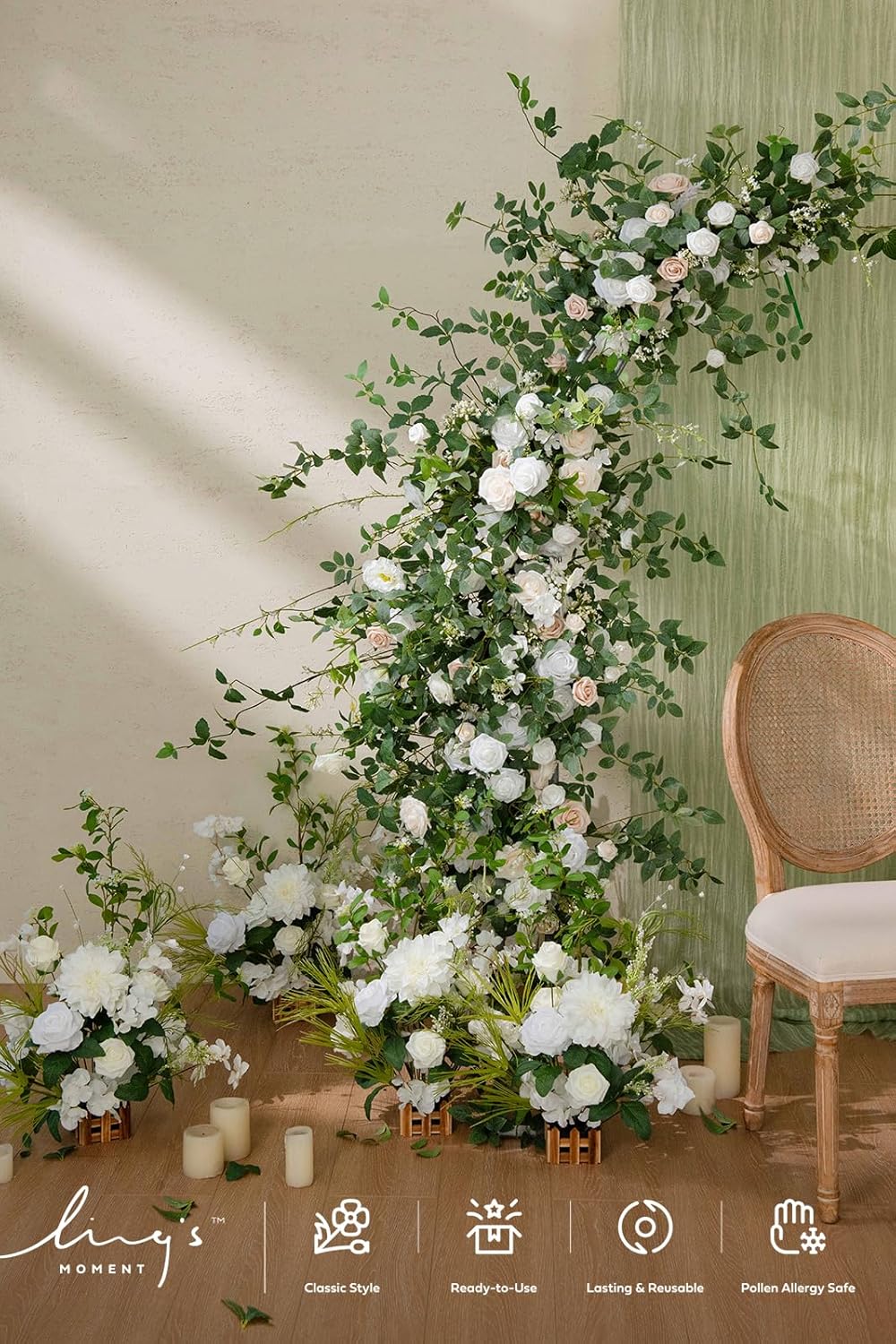 Ling's moment Flower Garland - 6FT Eucalyptus & Rose - Sweetheart Table Decor for Wedding