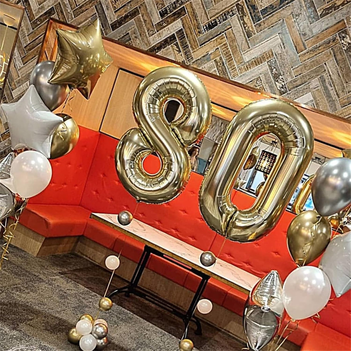 Champagne Gold Balloon Number 5, 40 Inch Large Self Inflating Foil Number Balloons 0-9, Light Gold