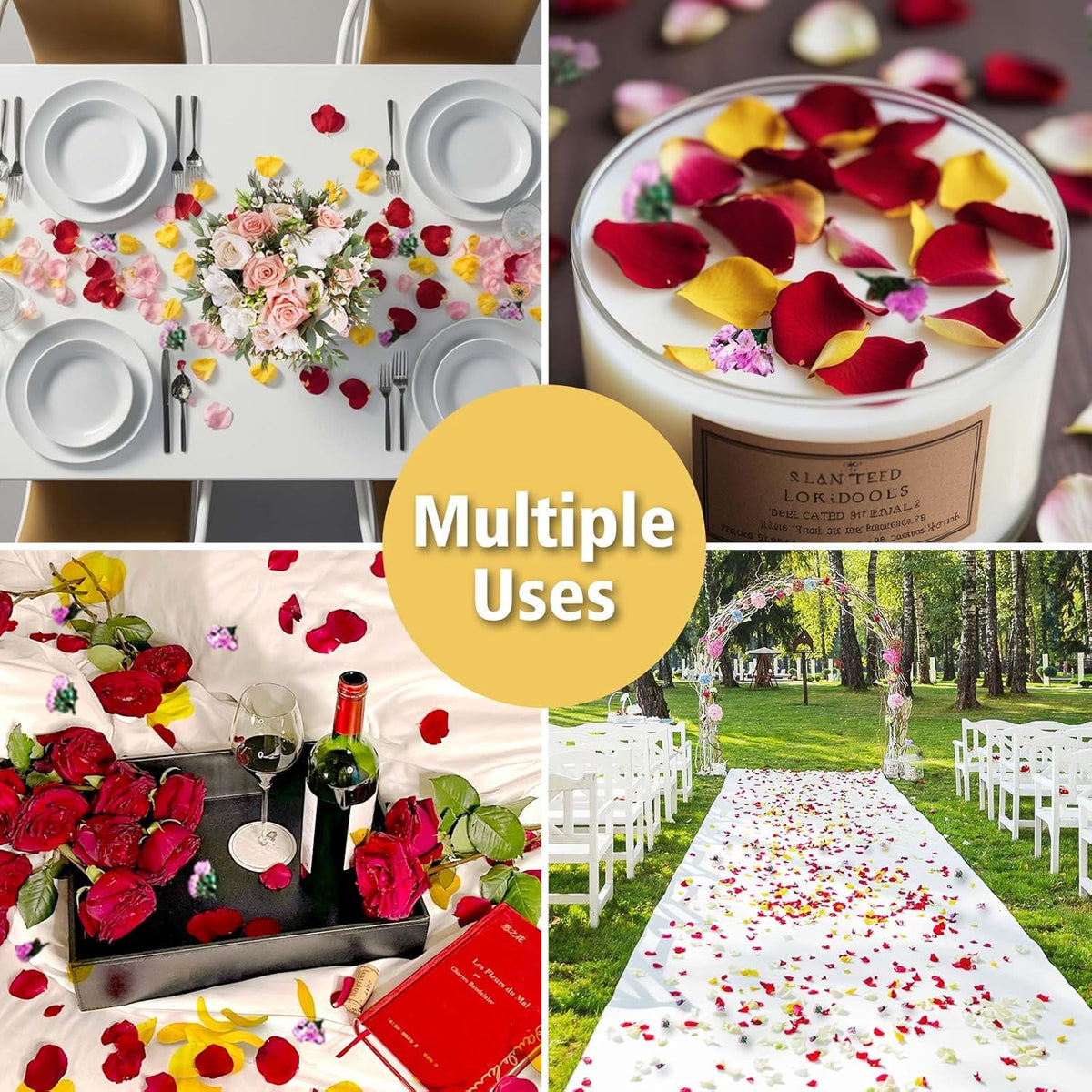 20+ Cups Real Dried Flower Petals, Biodegradable Wedding Flower Confetti, Mix Rose Petals and