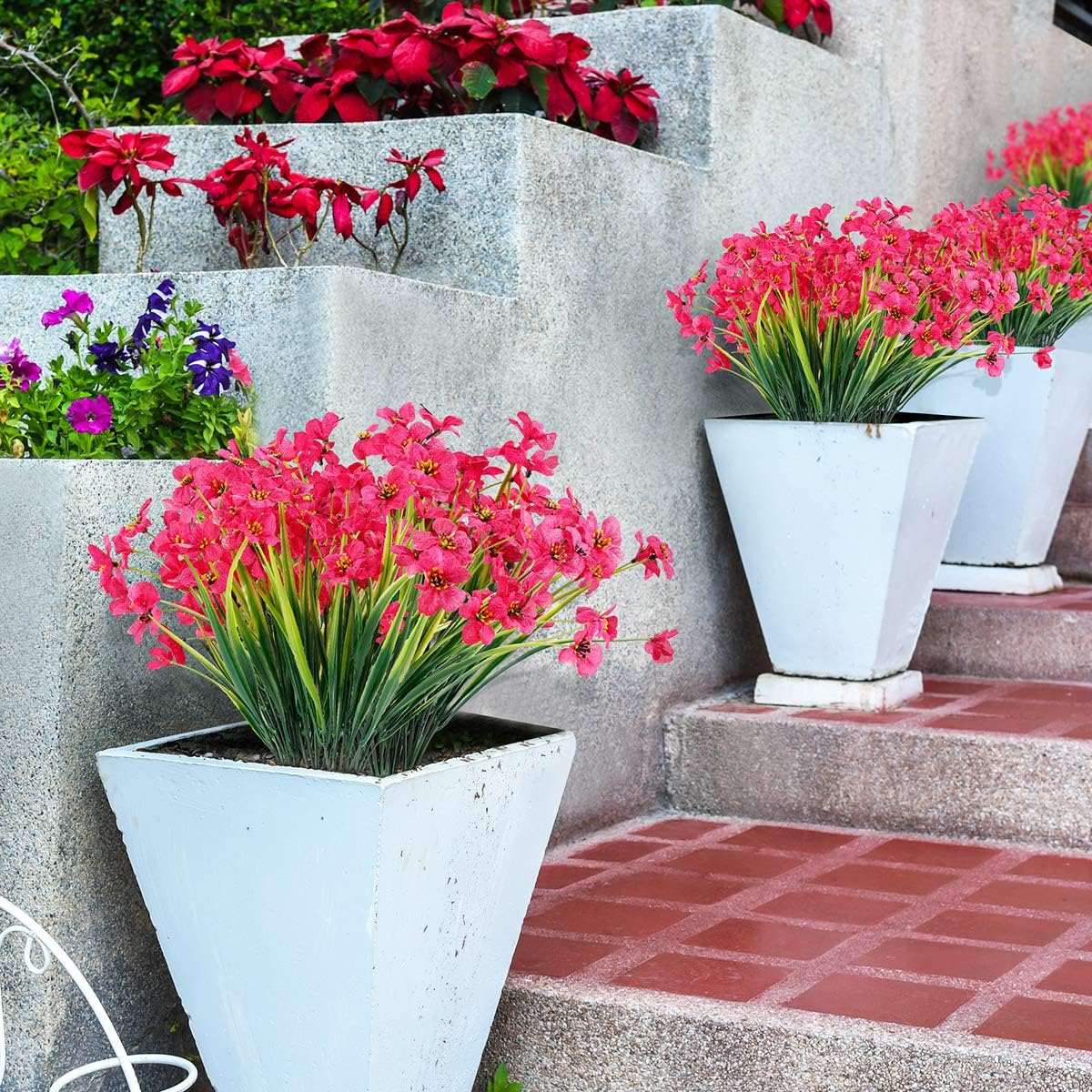 20 Bundles Artificial Flowers Outdoor UV Resistant Fake Flowers No Fade Faux Plastic Plants Garden