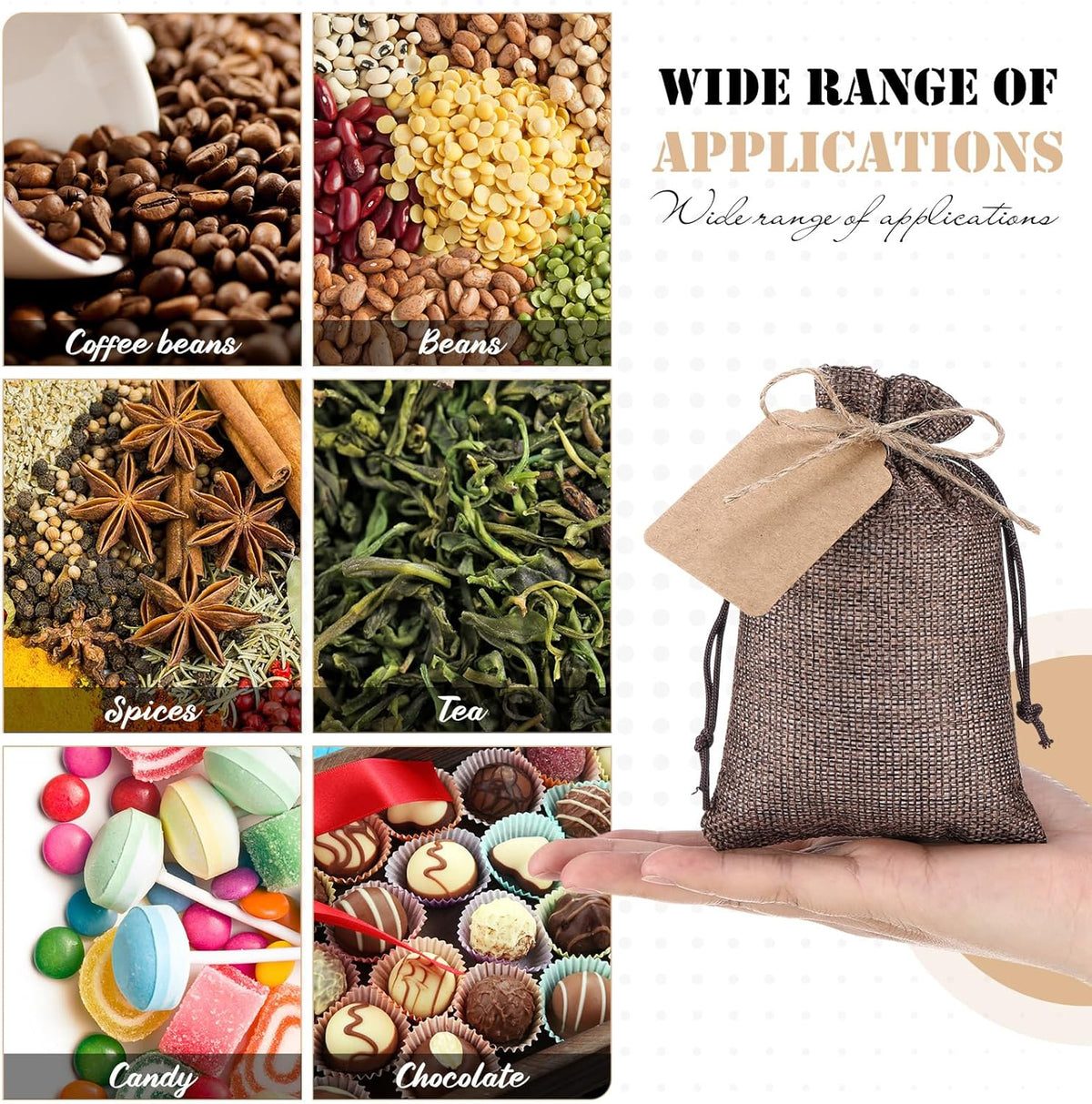 Woanger 100 Pcs Burlap Gift Bags with 100 Pcs Kraft Paper Gift Tags with Drawstring Favor Bulk